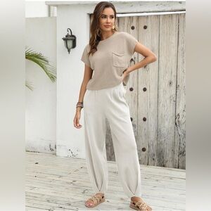 NWT Two Piece Sweater Sets Knit Pullover Top and High Waisted Pants Lounge